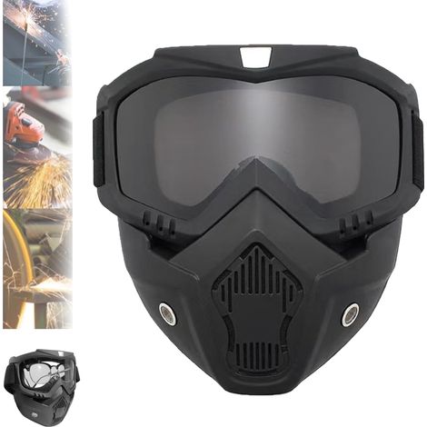 Máscara facial para soldadura, desmontable, antirreflejos, anti-UV, antivaho, con atenuación automática, máscara de amplio campo de visión para soldadura, corte, esmerilado y ciclismo. (1/2)