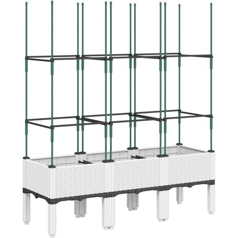 Maison Exclusive - Pflanzkübel mit Rankgitter Weiß 120x40x142,5 c