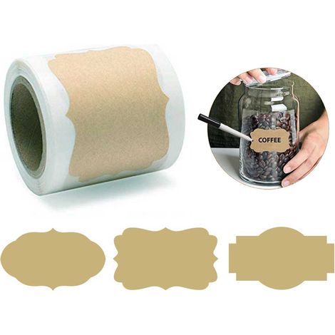 250 étiquettes en papier kraft pour bocaux et cadeaux + stylo marron (1/5)