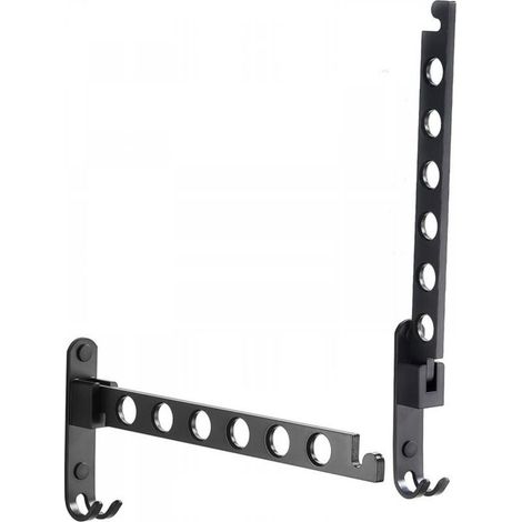 Cintre mural rétractable et pliable, support de rangement pour vêtements, cintre à linge, support de séchage robuste, crochets à vêtements en métal (noir mat, lot de deux) (1/5)