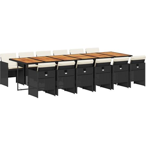 Maison Exclusive - Set da Pranzo da Giardino 13pz con Cuscini Nero in Polyrattan