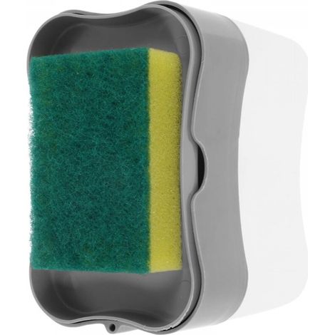 Distributeur manuel de savon pour cuisine, porte-savon argenté avec porte-éponge, design facile à presser, savon non inclus (1/3)