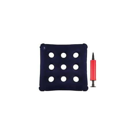 Coussin de siège gonflable avec cylindre d'air, 9trous, coussins de pression carrés, coussin d'air pour fauteuil roulant pour lit douloureux (bleu foncé) (1/5)