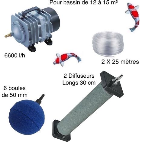 Set aération bassin de jardin 6 Boules + 2 diffuseurs 30 cm de 12000 à 15000 l (1/5)