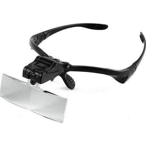 Bandeau Loupe avec éclairage LED, mains libres support de têtes de lecture Loupe Lunettes avec 5 lentilles détachables pour lire, bijoux, regarder (1/5)