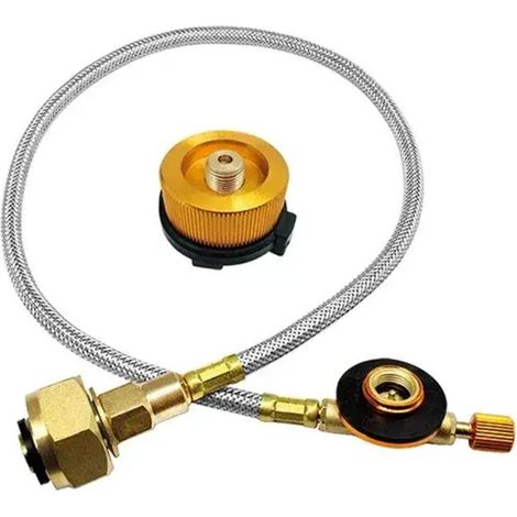 Réchaud à gaz d'extérieur, adaptateur de recharge de propane pour réchaud de camping, brûleur pour bouteille plate de GPL, coupleur de conteneur, adaptateur pour réchaud de cuisine portable à tube mét (1/5)