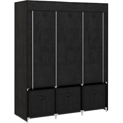 Armoire de rangement en tissu pliable avec 5 étagères, 2 tringles et 3 tiroirs en tissu 125L x 43l x 162.5H cm (1/5)