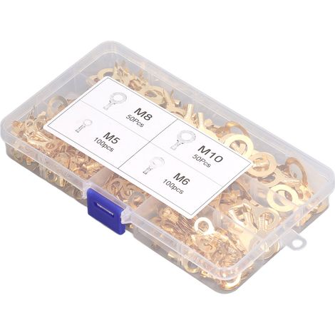 Packung mit 300 Messing-Ringkabelschuhen M5, M6, M8, M10, Kabelverbinder-Set für Geräteanschlüsse (1/5)