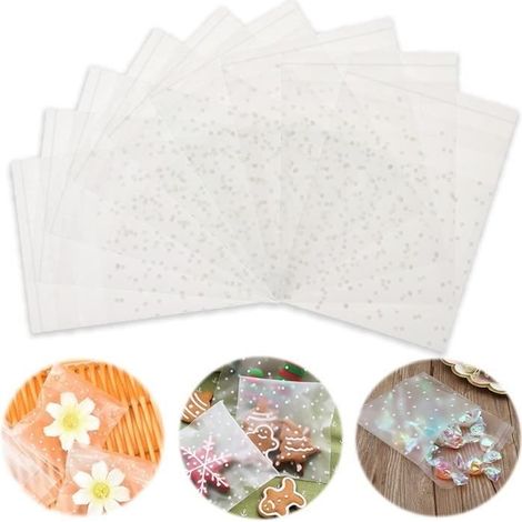 Sachet Bonbon - AMOUNE - 500pcs - Plastique Transparent - Décoration Givrée (1/4)