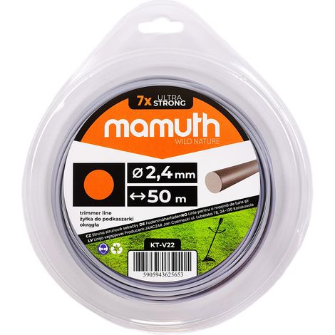 Fil 2,4mm 50m rond débroussailleuse coupe-herbe fil de rechange pour tête de fil MAMUTH (1/2)