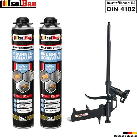 Brunnenschaum 2 x 750ml Bauschaum 1x Teflon Pistole Pistolenschaum Montageschaum (1/5)
