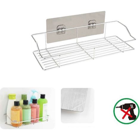 ÉTAGÈRE MURALE ADHÉSIVE ORGANISATEUR ÉTAGÈRE DE RANGEMENT SALLE DE BAIN CUISINE 03486 (1/2)