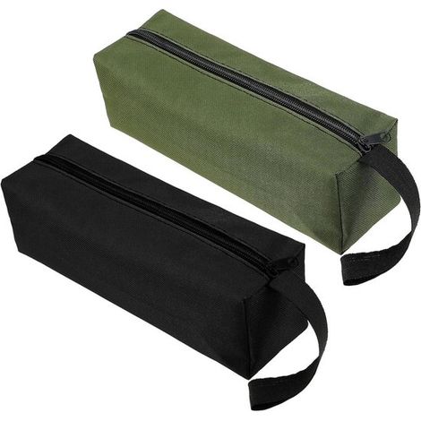 Confezione da 2 borse portautensili in tela con cerniera, 25,4 cm x 7,9 cm, borsa portautensili portatile, fondo piatto resistente all'usura, contenitore multifunzionale (1/5)