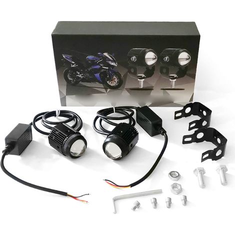 LED-Motorradscheinwerfer mit 2-farbigem Fern- und Abblendlicht, superhelle, wasserdichte Lampe (12–36 V), Universalscheinwerfer (1/4)