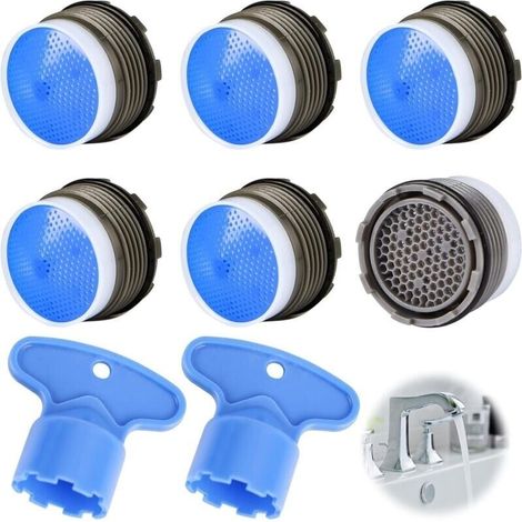 Bardusch-Aérateur de robinet 6 pièces M18.5, aérateur de robinet abrasif à économie d'eau avec 2 clés de robinet pour robinets d'évier de salle de bain et de cuisine
