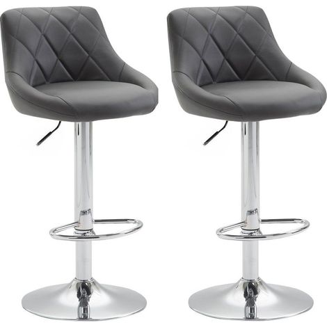 2x Sgabelli da bar girevoli in materiale sintetico grigio con poggiapiedi TDB10080