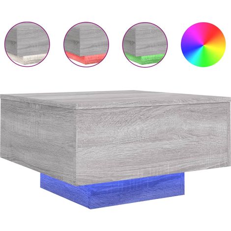 Maison Exclusive - Couchtisch mit LED-Leuchten Grau Sonoma 55x55x
