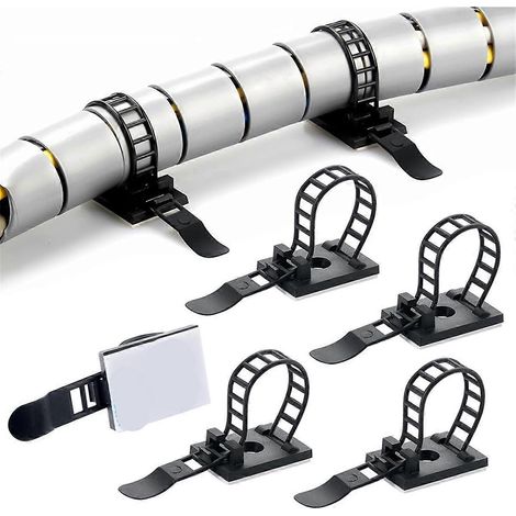 Packung mit 100 verstellbaren, selbstklebenden Kabelbindern, schwarze Kabelclips (1/5)