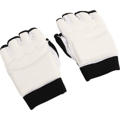 1 paire de gants de taekwondo respirants et élastiques, demi-doigts, pour l'entraînement de kickboxing et de boxe, pour les arts martiaux (taille M). (1/5)