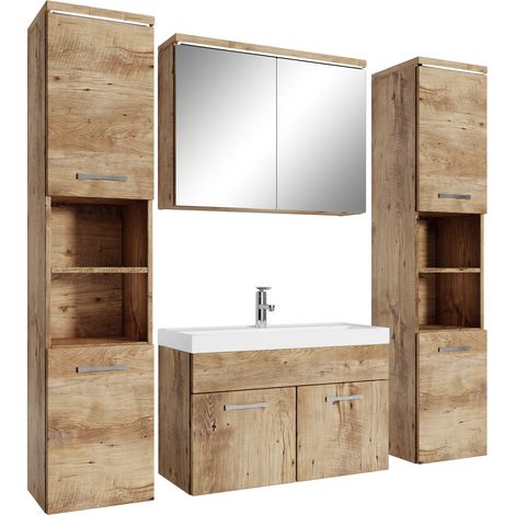 Conjunto de muebles de baño Paso XL 80 cm - Roble Castaño - Mueb