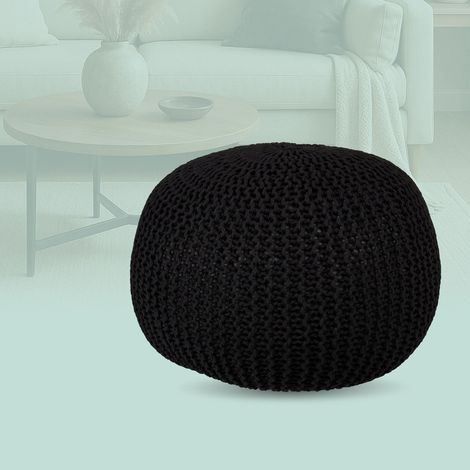 Gestrickter pouf - rund boho design fullung aus polystyrol