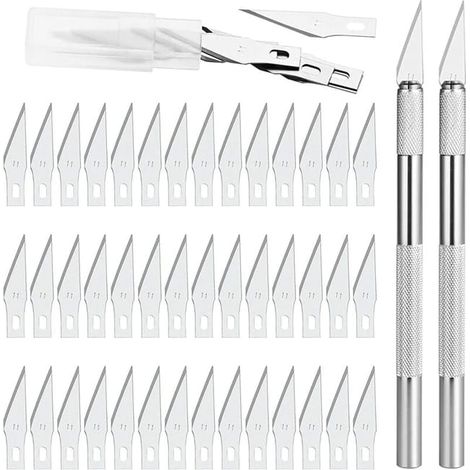 Cutter de précision type scalpel avec 42 lames, couteau de découpe pour loisirs créatifs, bricolage et travaux d'art (1/3)