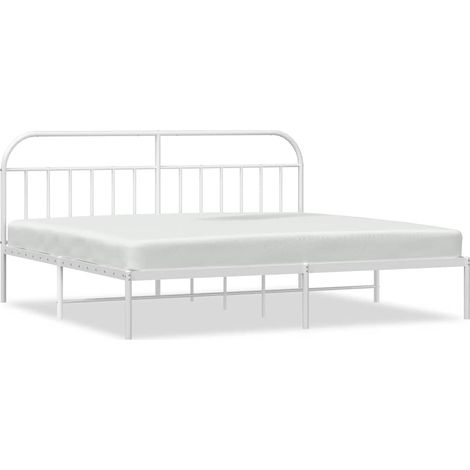 Maison Exclusive - Bettgestell mit Kopfteil Metall Weiß 200x200 c (1/5)