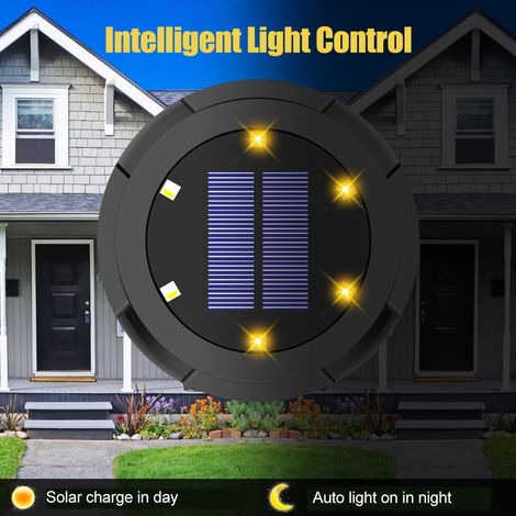 Lampe solaire de jardin à 10 LED, lumière blanche/multicolore, étanche, en plastique, pour décoration extérieure et paysager. (1/2)