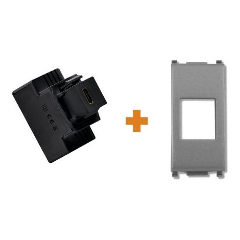 Fanton caricatore 1 USB-C 3A Ricarica rapida 18W da incasso Vimar Plana silver - 82902