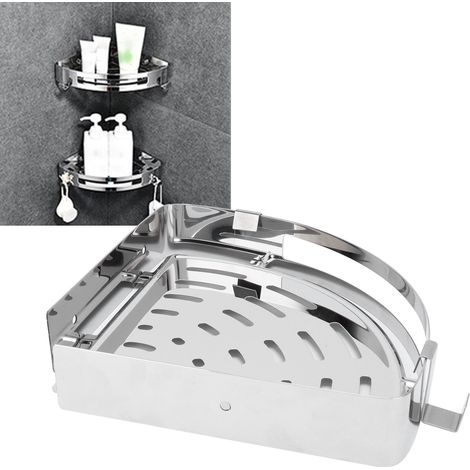 Étagère d'angle en acier inoxydable 304, organisateur de douche mural, accessoires de salle de bain, de douche, pour toilettes, dortoir ou cuisine. (1/5)