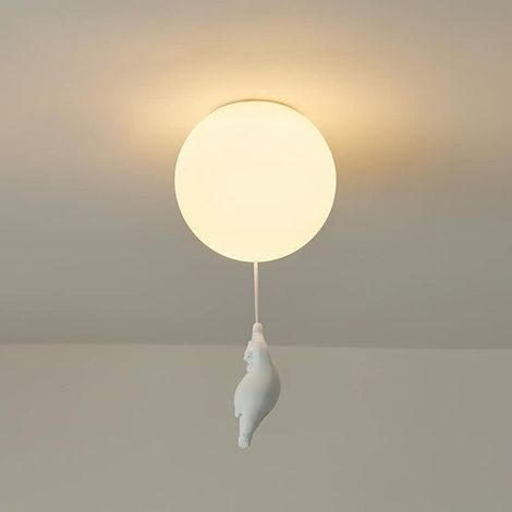 Plafonnier Enfants Blanc Abat-Jour en Acrylique Suspension Garçon Et Fille Ours Chambre INS Éclairage Intérieur Lustre Lampes Suspendues Lampe Pendentif Base G9 Lumière Chaude 3000K,15CM (1/4)