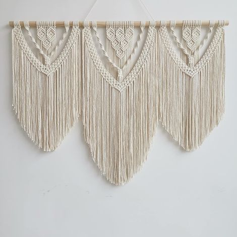 Tenture Murale Macramé Bohème 110x82cm, Grande Tapisserie Tissée Main, Décor Ethnique pour Salon, Chambre à Coucher, Balcon, Idée Cadeau Unique (1/5)