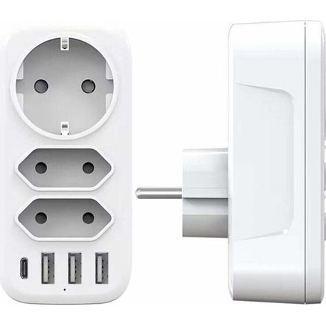 USB-Steckdosenleiste, 3 Steckdosen und 3 USB-Anschlüsse, 3A-Wandsteckdosenleiste, 6-in-1 4000-W-Mehrfach-USB-Ladegerät, USB-Steckdosenleiste für Home-Office-Reisen, kompatibel mit Telefon, Laptop, (1/4)