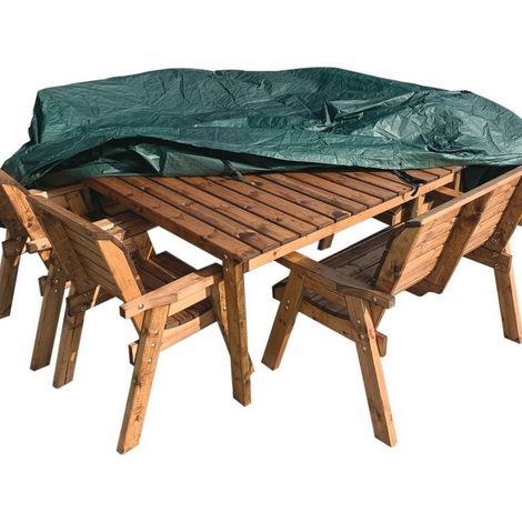 Deluxe Fitted Eight Seater Square Table Set Cover - L265 x W255 x H102 cm - Fully Assembled