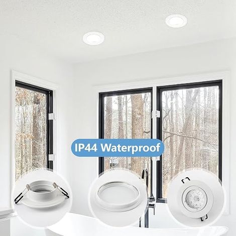 Spot Encastrable GU10 Aluminium Blanc Support Spot Encastrable Cadre Montage Avec Douille GU10 Rond Spot de Plafond 68mm imperméable plat Pour LED Salle de bain 230V (1/4)