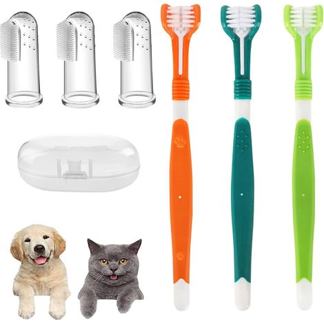 Lot de 6 Brosses à Dents pour Animaux de Compagnie, Brosse à Dents Chien Doigt en Silicone, Brosse à Dents pour Chat, Brosse à Dents à 360 Degrés pour Nettoyer les Dents des Animaux Domestiques (1/5)