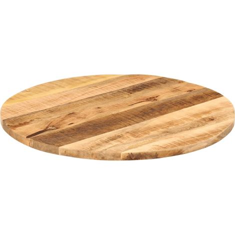 Dessus de table Dessus de bureau Plateau de table Ø 80x1,5 cm rond bois massif de manguier brut (1/5)