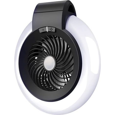 Ventilateur de camping avec camping lanterne 5200mAh ventilateur de plafond de tente portable rechargeable avec câble USB léger à LED pour randonnée en camping en plein air, Ensoleillé
