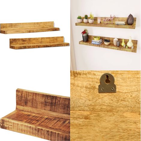 Wandregale 2 Stk. Massivholz - Wandregal - Holzmöbel - Regalset - Wohnzimmerdeko - Küchenorganisation - Home & Living (1/5)