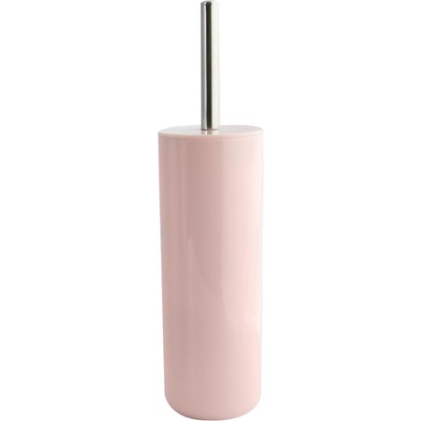 Brosse WC Porte-Balai Toilette Inagua Ensemble WC à Poser en Polystyrène Manche en Acier Inoxydable Couleur Rose Clair Tête de Brosse Échangeable