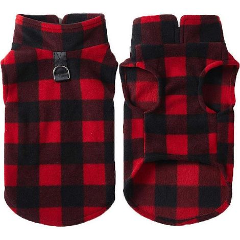 Manteau pour chien en tissu à carreaux, pull à capuche raffiné avec petite poche, manteaux chauds à capuche amovible pour chiens de petite et moyenne taille, vêtements pour chien avec chapeau amovible (1/4)