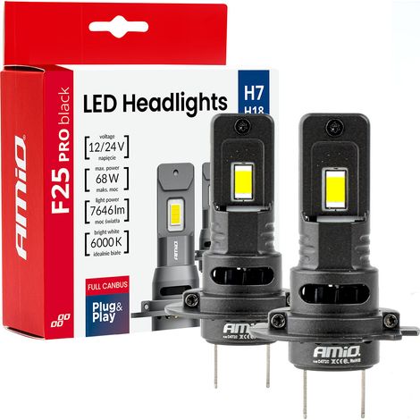 LED-Autolampen Serie F25 PRO schwarz Full CAN-Bus H7 68W 12V 24V amio-04720 (1/5)