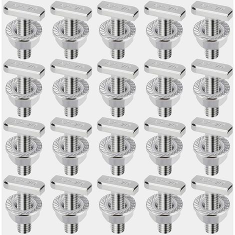 20-teiliges Set Hammerkopfschrauben, T-Schrauben mit Sicherungsmuttern M8 x 20 mm aus Edelstahl A2-70, M8-Flanschmuttern, Schrauben für Solar-PV-Montageschienen