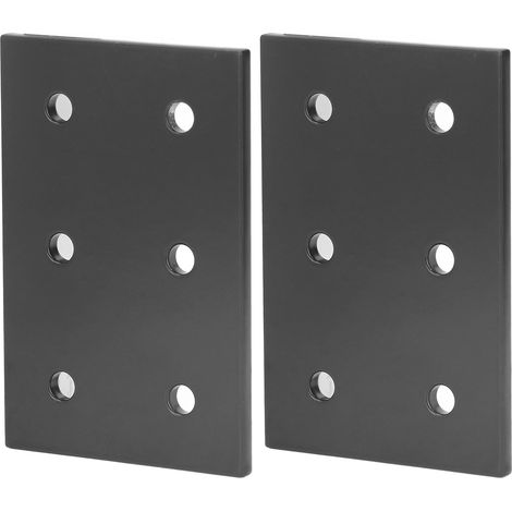 Plaque de jonction plate 6 trous en alliage d'aluminium 6060, résistant à la rouille et à la corrosion, pour machines et meubles – Lot de 2 pièces. (1/5)