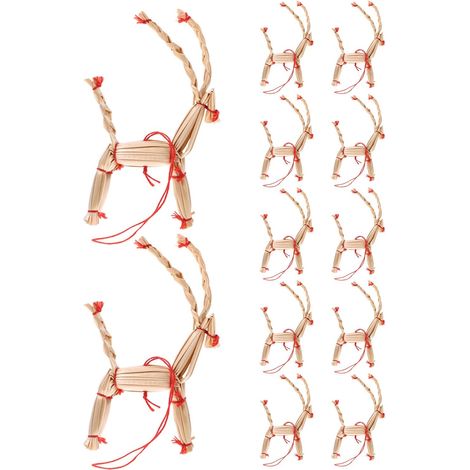 Lot de 12 Décorations de Noël Rustiques en Paille Naturelle – Ornements à Suspendre de Rennes – Décorations Scandinaves Champêtres pour Sapin – Ambiance Festive Hivernale (1/5)