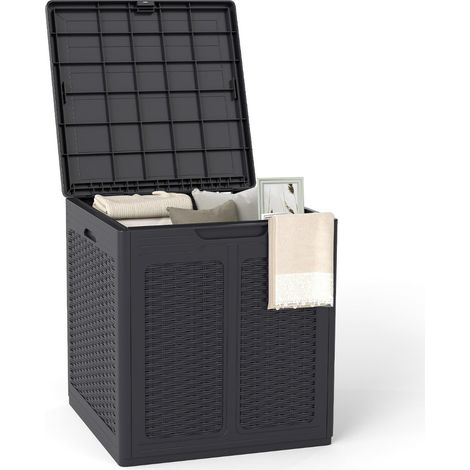Contenitore da esterno 56 x 56 x 60,5 cm sicurezza ottimale tavolino laterale seduta aggiuntiva PP marrone 200011478
