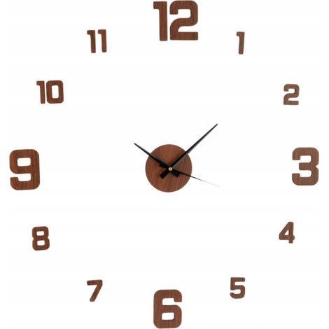 Orologio da parete 3D TETI, marrone, 50 cm, moderno, incollato