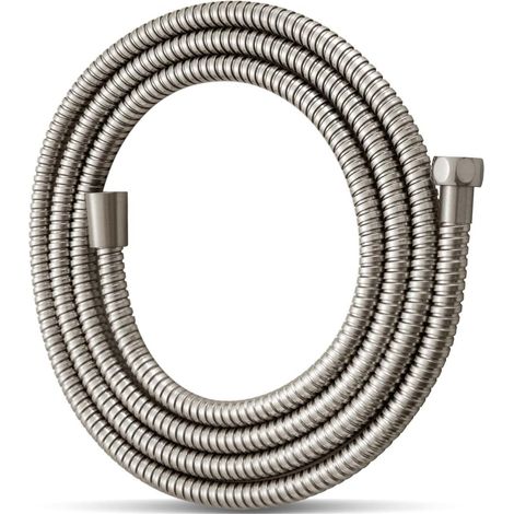 Flexible Douche 3m, avec Protection Anti-Torsion,Tuyau Douche en Acier Inoxydable, Remplacement du Flexible de Douche, pour Robinetterie de Salle de Bains, Nickel Brossé (1/5)