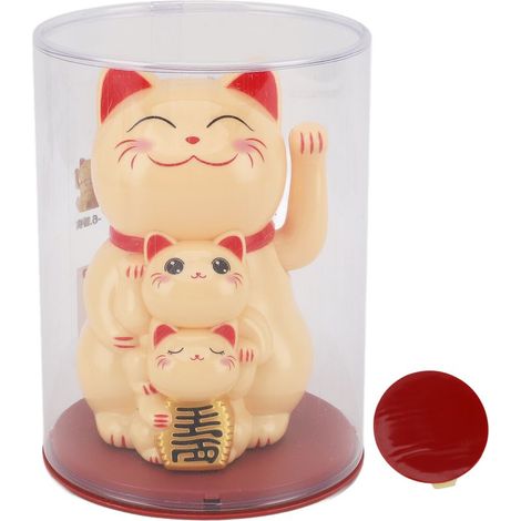 Solarbetriebene gelbe Katze, 11 cm, Glücksbringer, winkt automatisch mit der Pfote, zur Dekoration von Auto oder Büro (1/5)