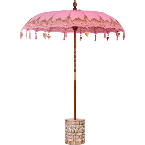 Maison Exclusive - Ombrello balinese con base Rosa 185 x 185 x 260 cm (1/5)